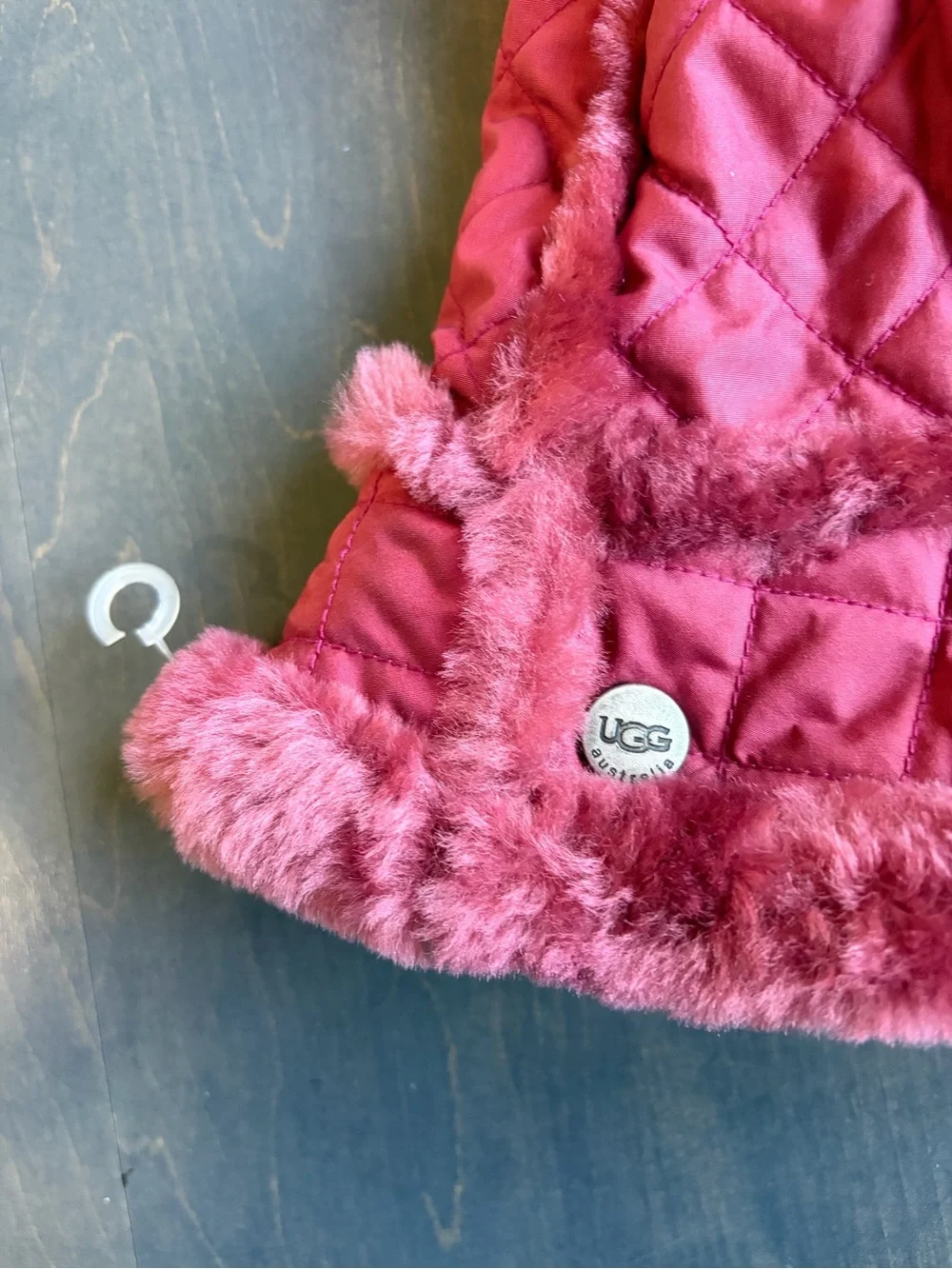 UGG Quilted Faux-Fur Bucket Hat in Burgundy Pink Girls Hat